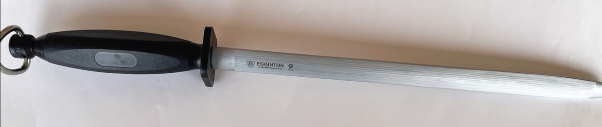 Egginton 14" Fine Cut Sharpening Steel Oval Black Handle