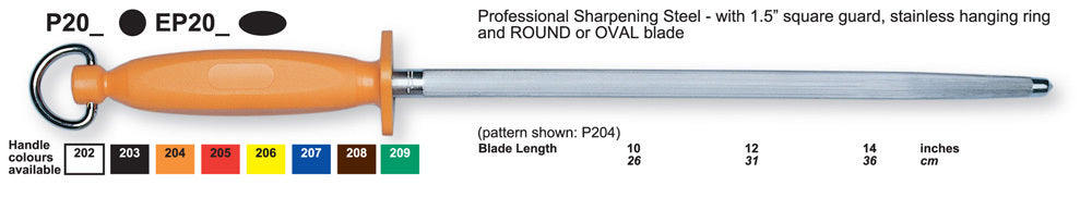 Egginton 14" Fine Cut Sharpening Steel Oval Black Handle