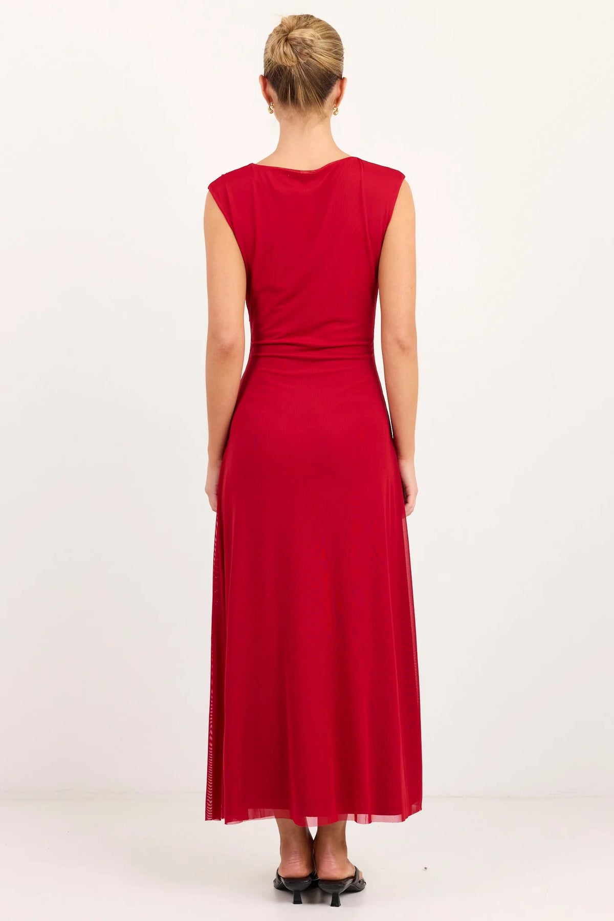 Among The Brave Frame Wine Mesh Sleeveless Maxi Dress