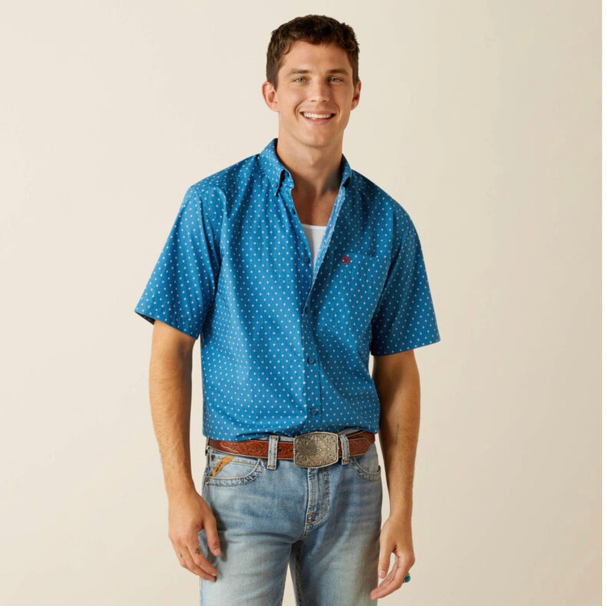 Ariat Mens Scott Pro Series Short Sleeved Shirt in Dark Teal 10059017