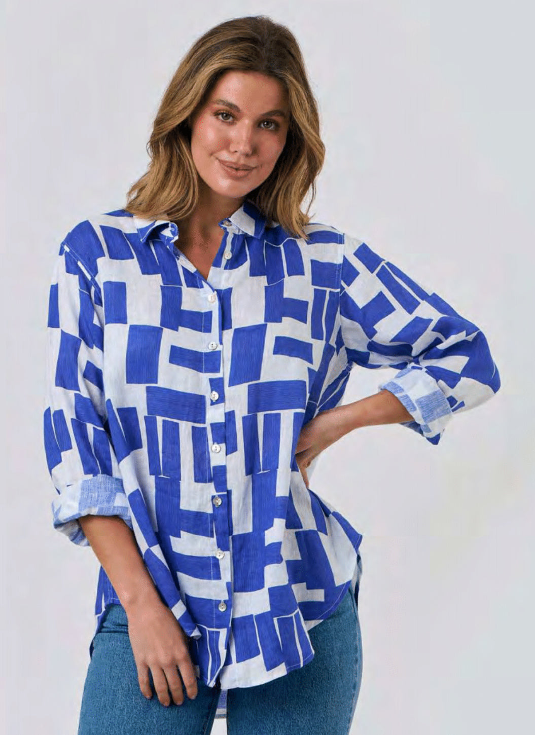 Enveloppe Boyfriend Linen in Pablo Blue