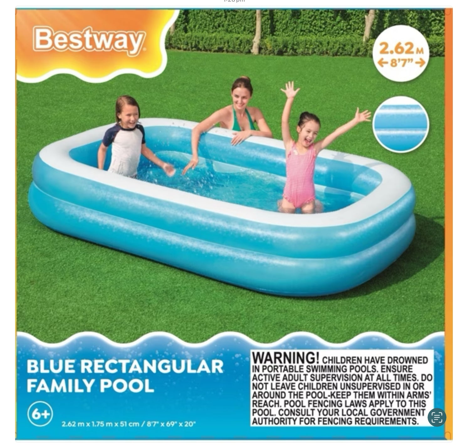 Bestway Blue Rectangular Family Pool - INSTORE PICK UP ONLY