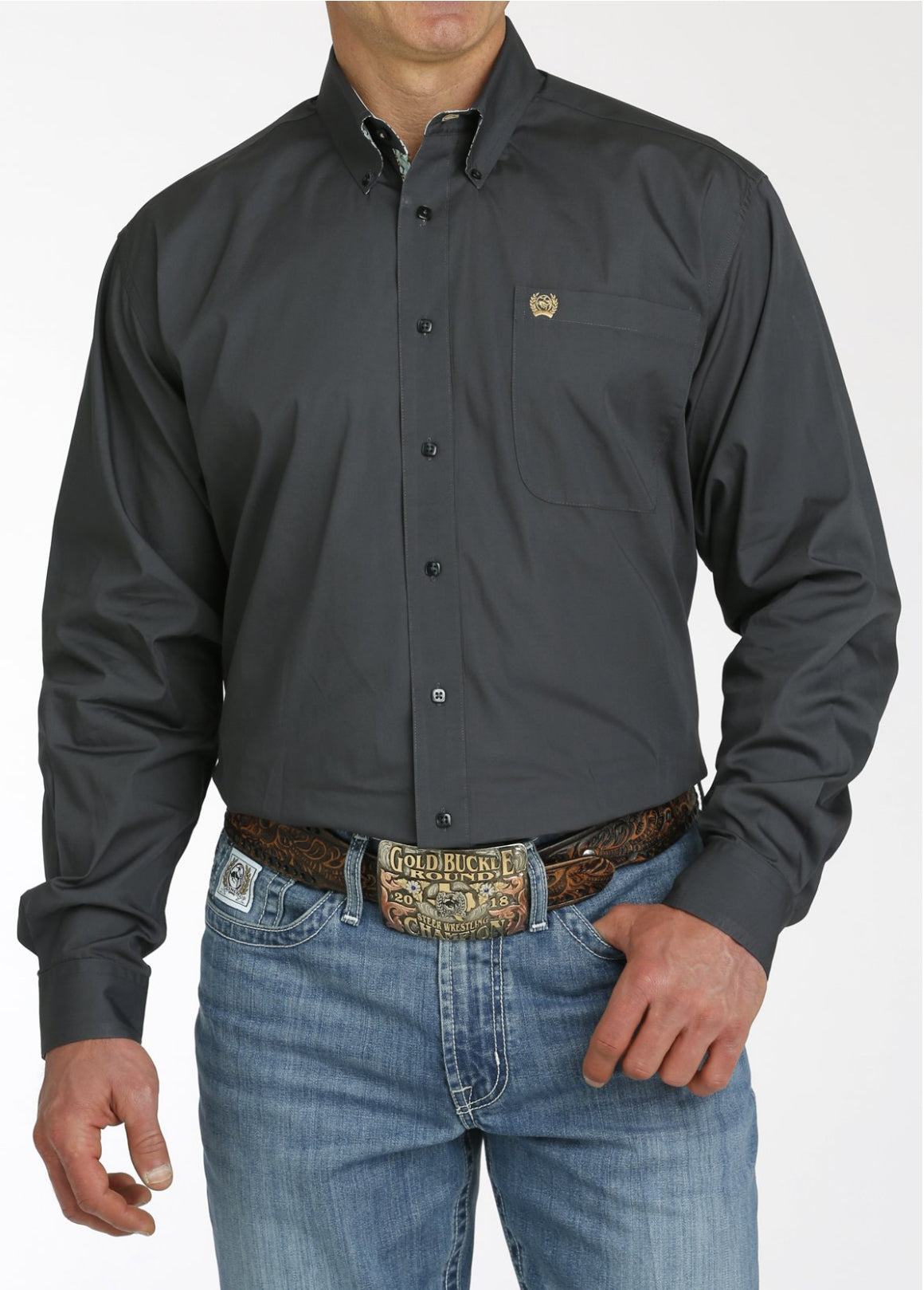Cinch Mens Solid Charcoal Western Shirt