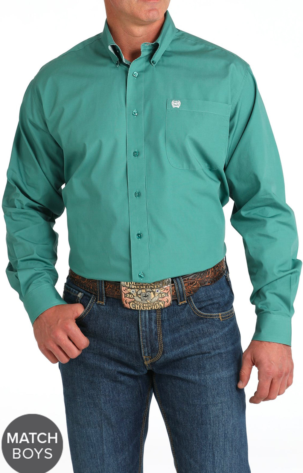 Cinch Mens Solid Button - Down Western Shirt in Green