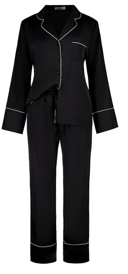 Gingerlilly Adele Solid Black Satin PJ