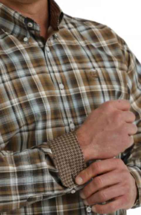 Cinch Mens Brown Check Shirt MTW1105743