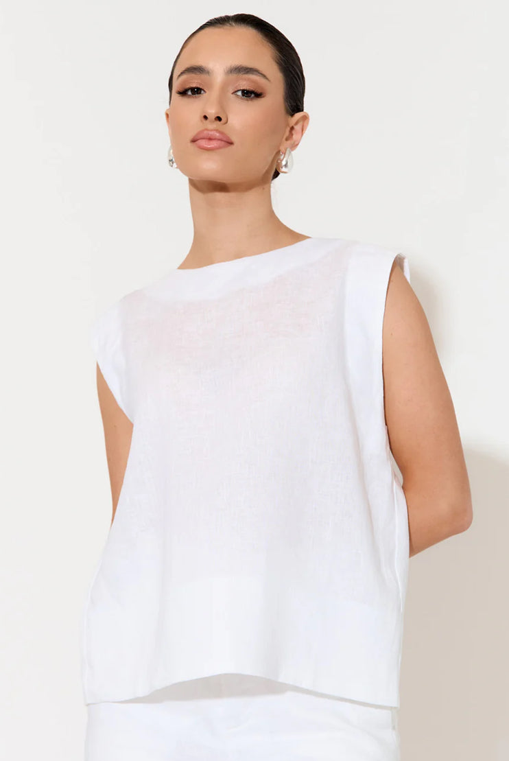 Adorne Ladies Kita Linen Button Back Top in 3 Colours