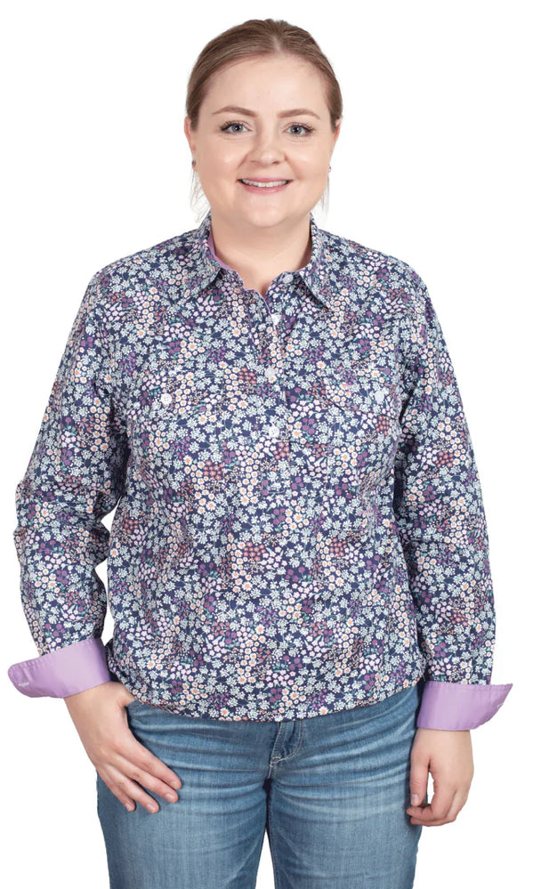 Just Country Georgie Shirt in Navy Babies Breath / Orchid