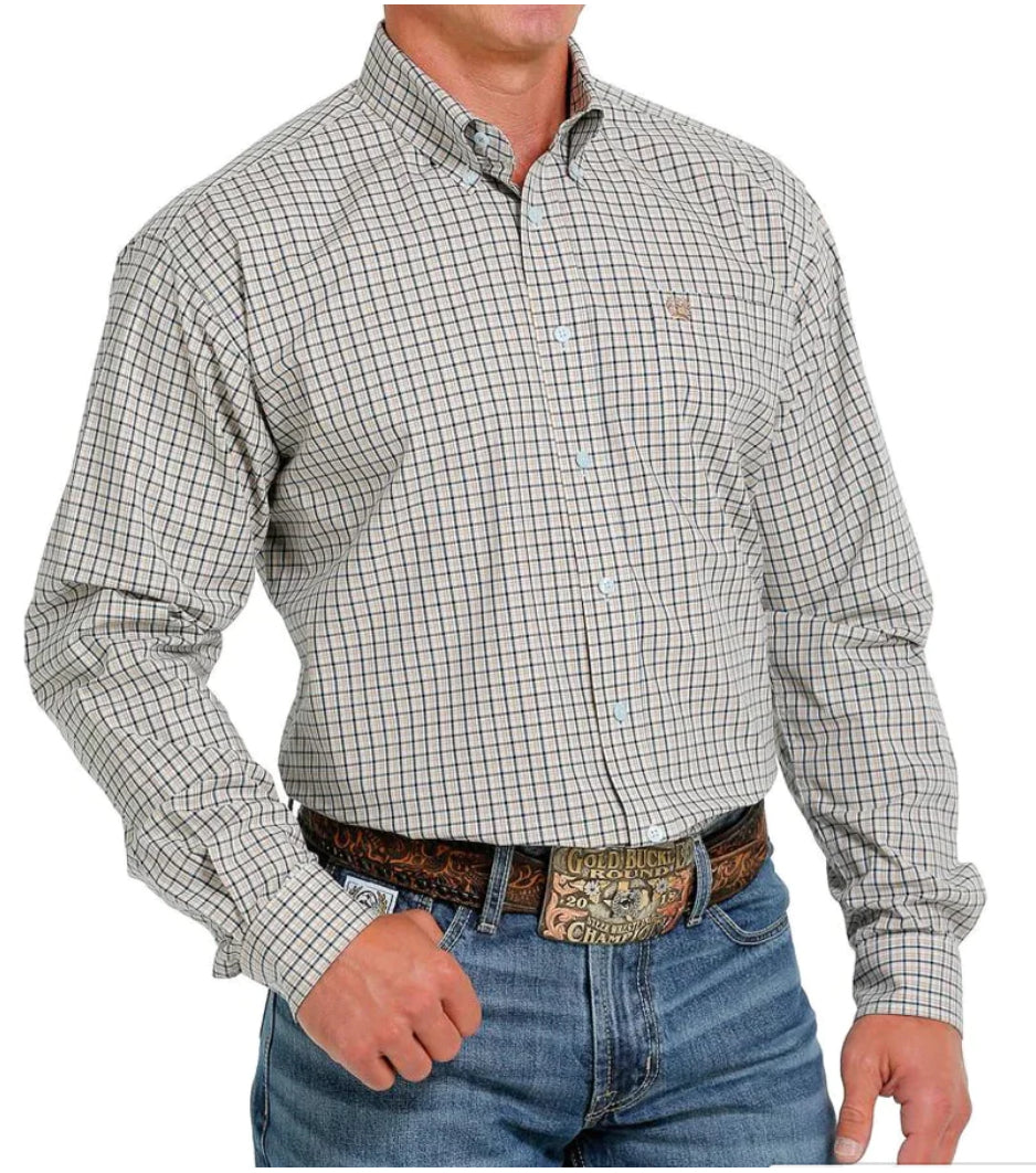 Cinch Mens Navy / Khaki / Check Shirt MTW1105617