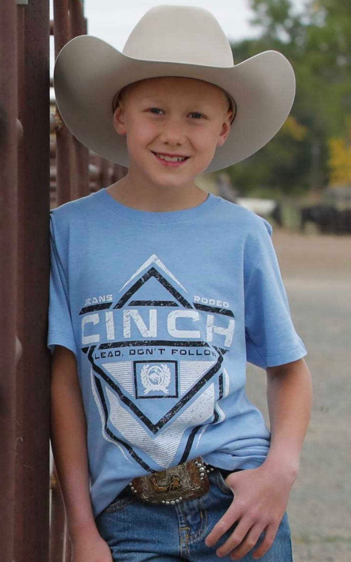 Cinch Boys Short Sleeve T Shirt Tee - Light Blue
