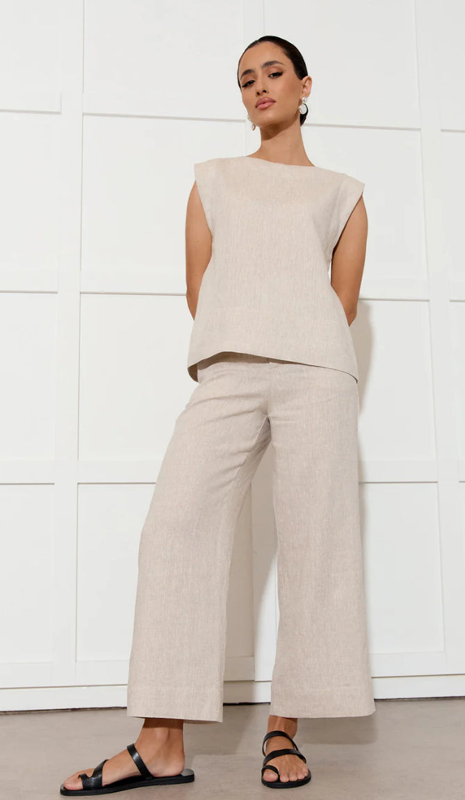 Adorne Ladies Nissan Cropped Linen Pants