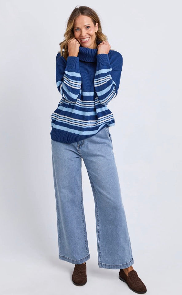 Elm Ladies Striped Roll Neck Sweater
