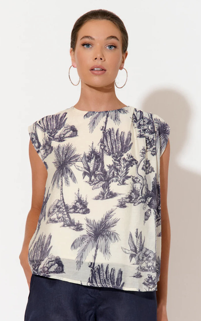 Adorne Ladies Yara Toile Print Top