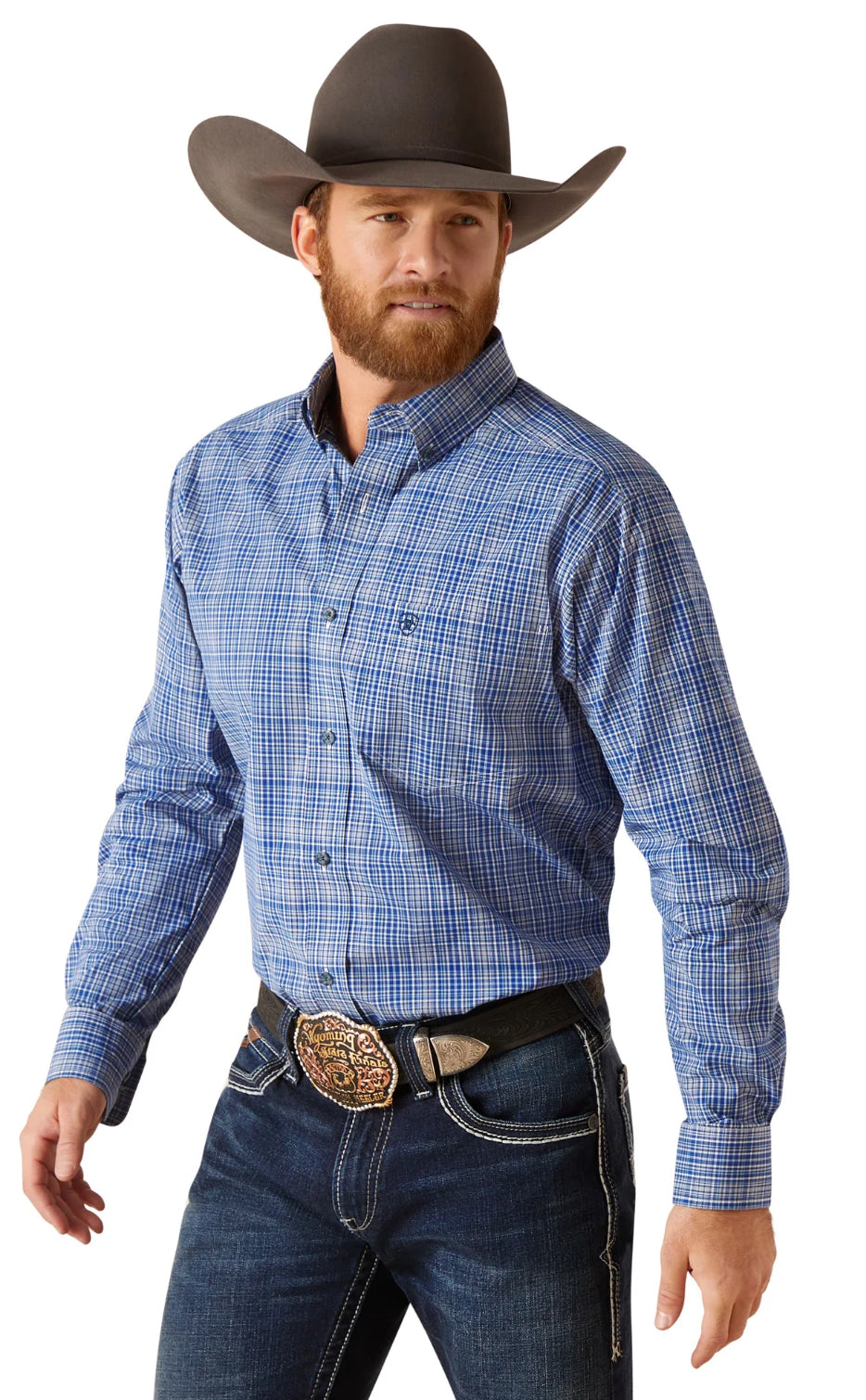 Ariat Mens Pro Series Fitted LS Shirt True Blue 10047212