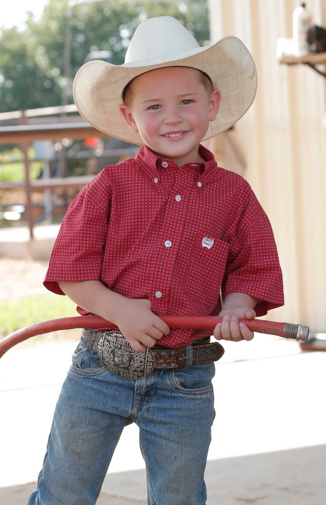 Cinch Boys Red Short Sleeved Shirt MTW7140032
