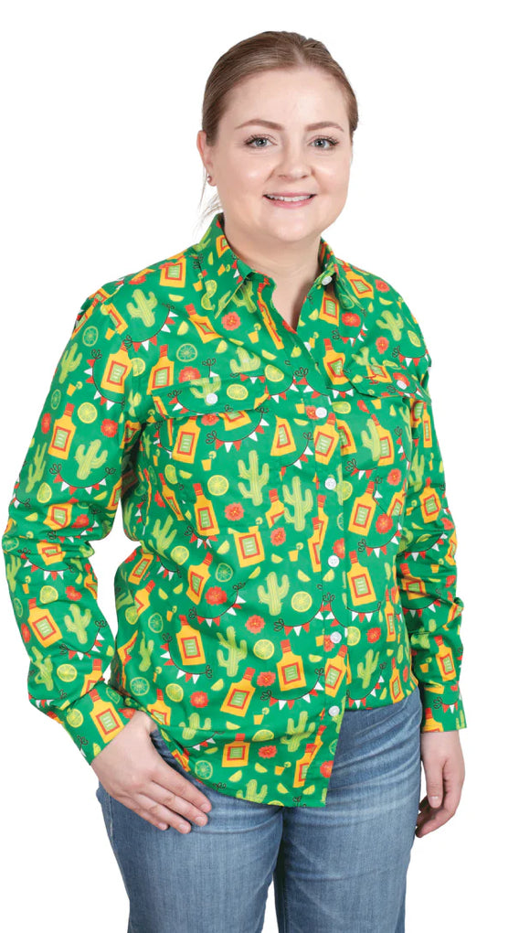 Women’s Abby Long Sleeve Full Button Workshirt Green/Cactus
