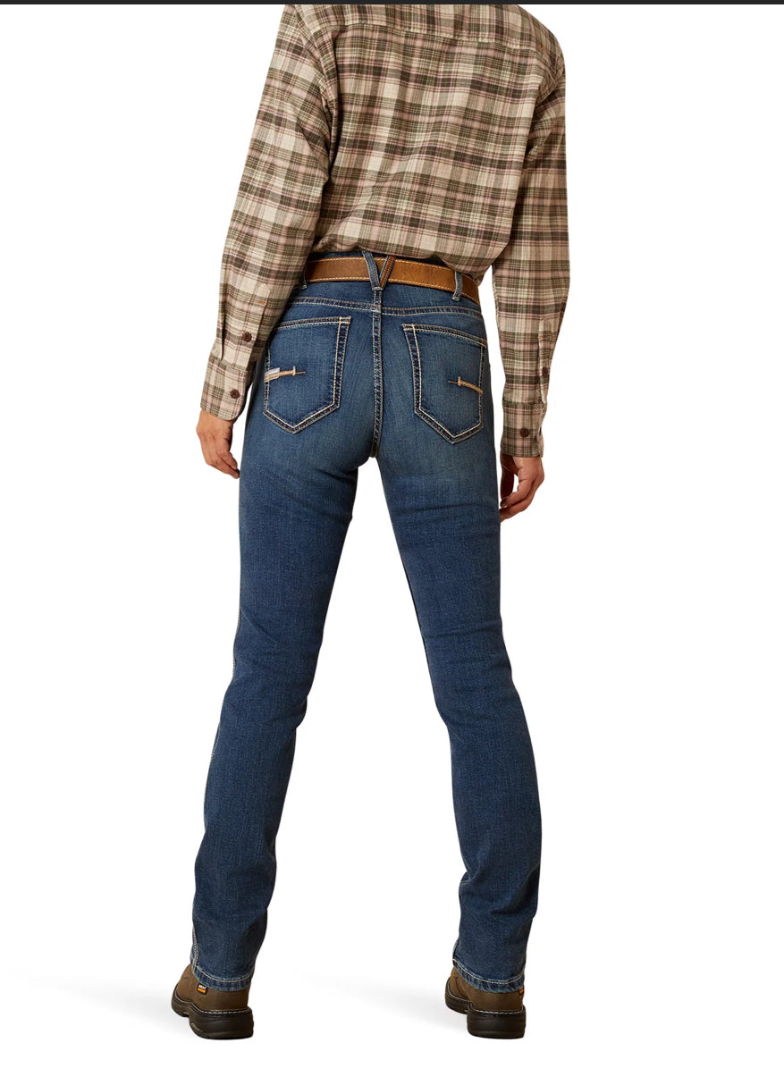 Ariat Ladies Rebar High Rise Straight Leg Riveter Jeans - La Jolla - 10051850