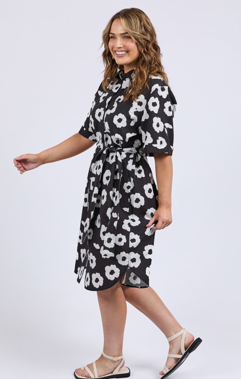 Elm Ladies Navy Azalea Print Shirt Dress