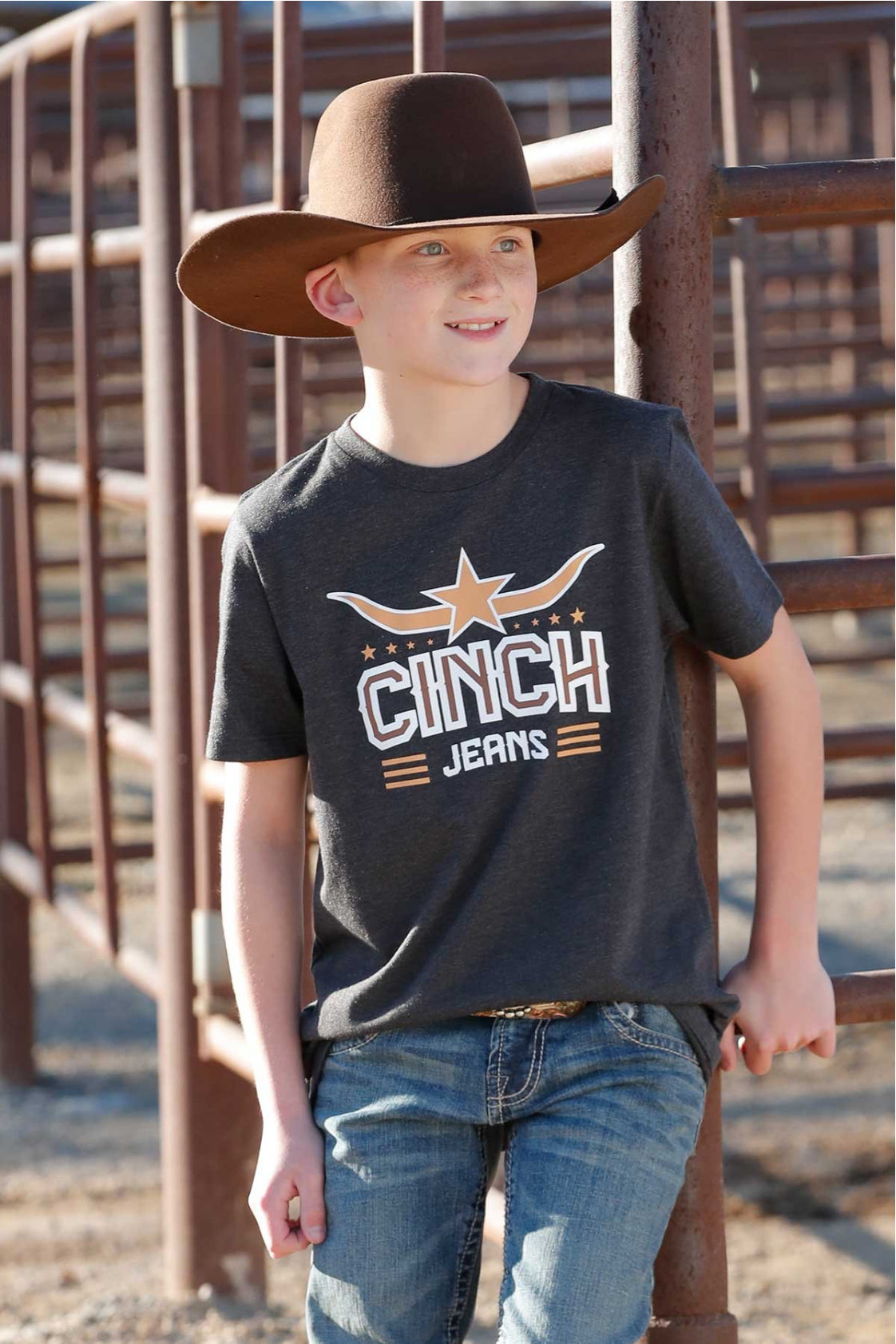 Cinch Boys Cinch Jeans Logo T-Shirt - Charcoal- MTT670152