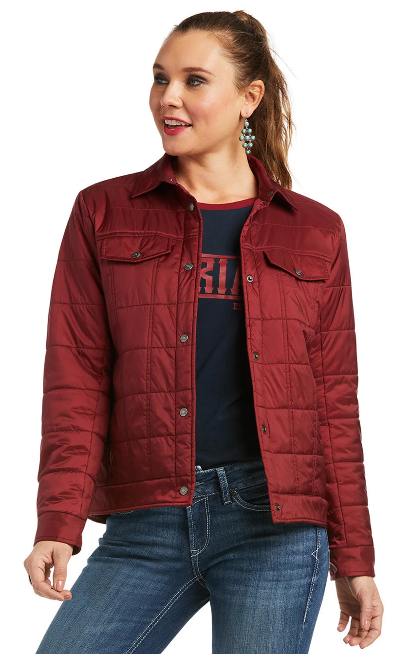 Ariat Ladies REAL Puffer Trucker Jacket in Rhubarb 10036995