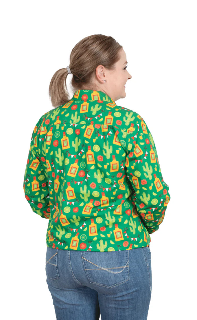 Women’s Abby Long Sleeve Full Button Workshirt Green/Cactus