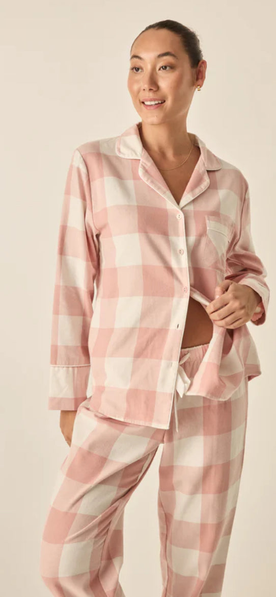 Gingerlilly Ladies Saffron Pink Cotton Check PJ