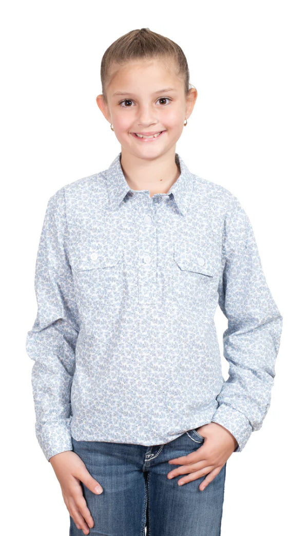 Just Country Girls Harper Shirt in White Mini Fern