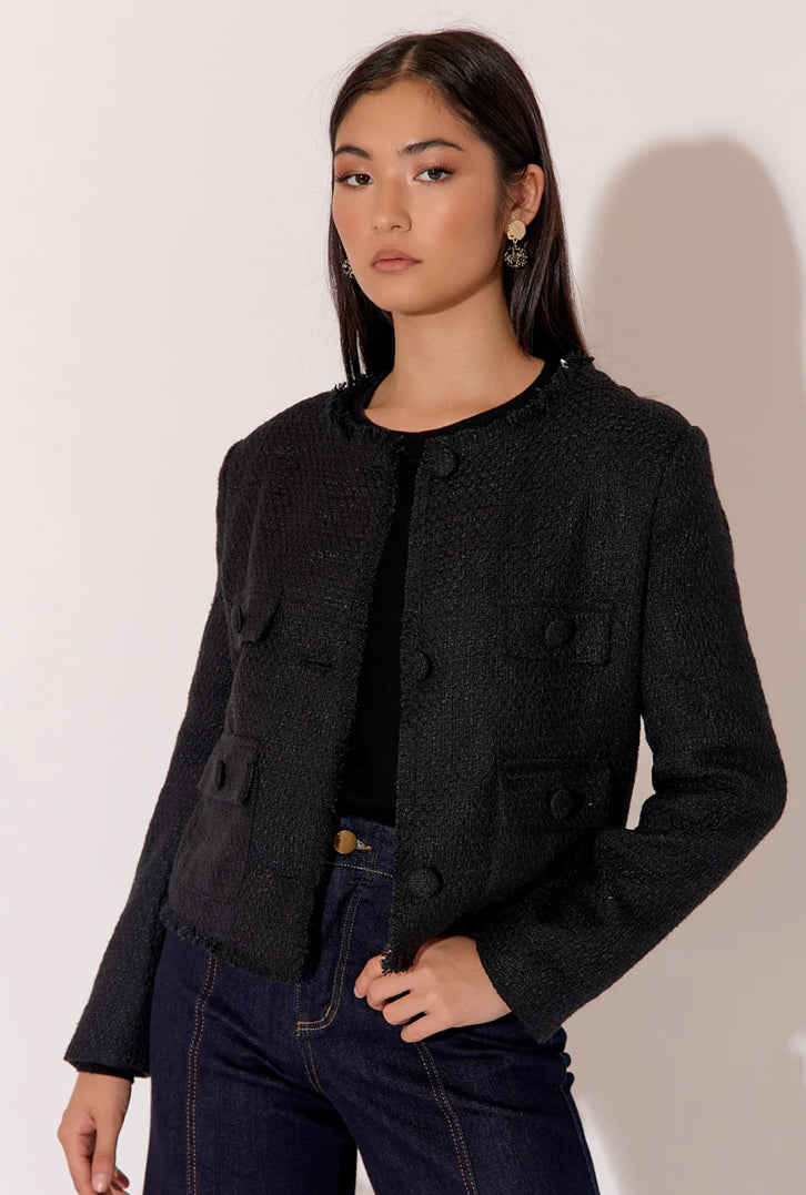 Adorne Ladies Michaela Tweed Jacket in Black