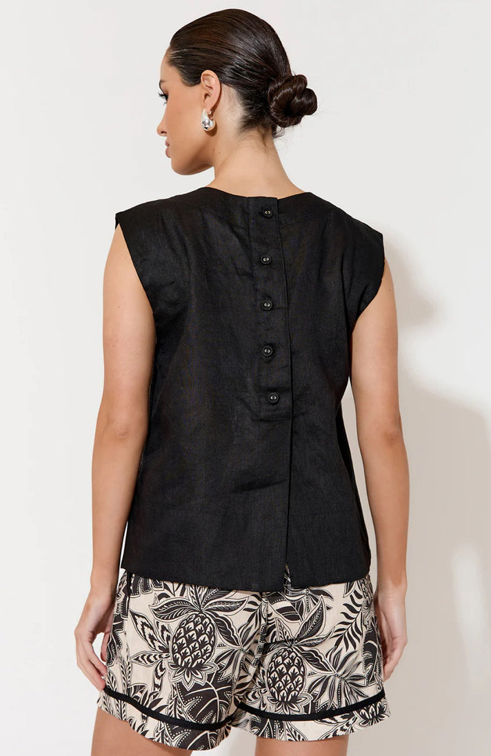 Adorne Ladies Kita Linen Button Back Top in 3 Colours