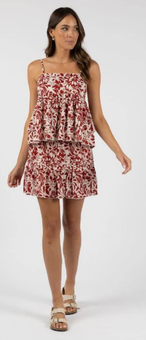 Humidity Eden Tier Top in Brick print