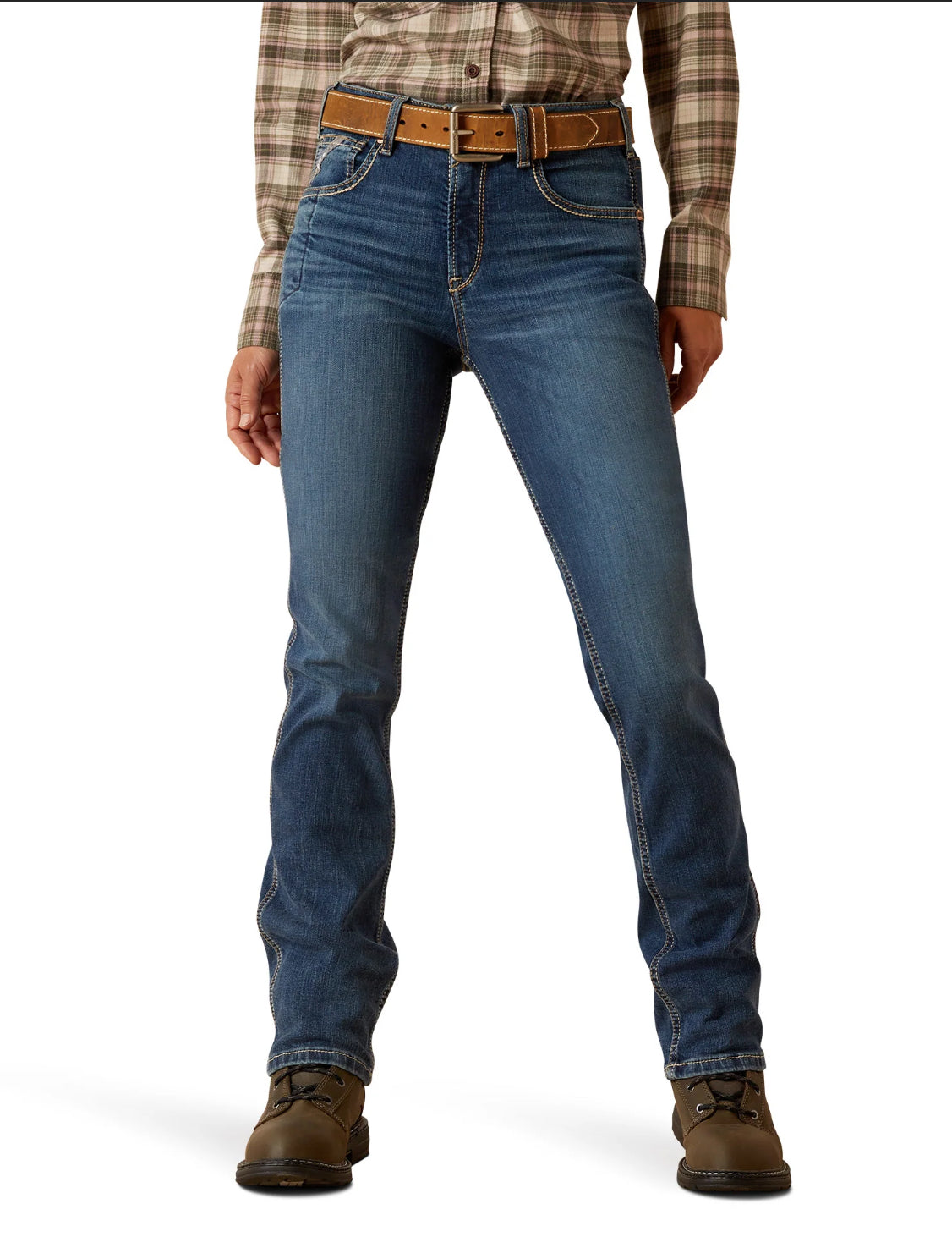 Ariat Ladies Rebar High Rise Straight Leg Riveter Jeans - La Jolla - 10051850