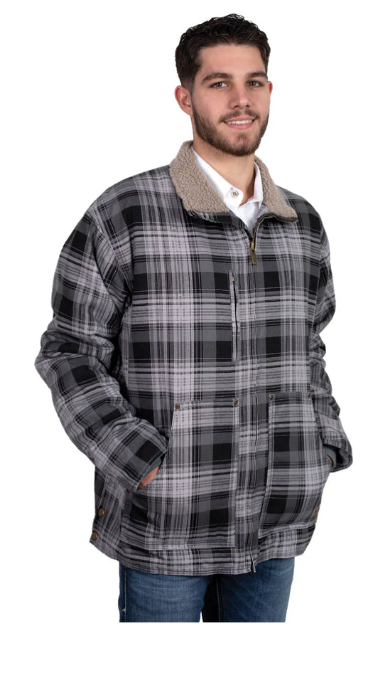 Just Country Diamantina Sherpa Jacket Grey Plaid