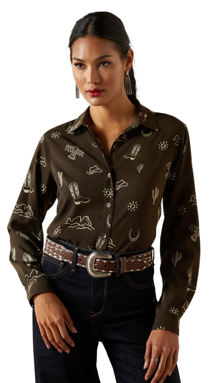 Ariat Ladies Homestyle Long Sleeved Shirt Layla Print 10062904