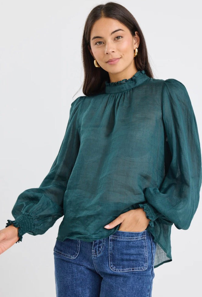 Poet Sheer Long Sleeved High Neck Top in 2 colours