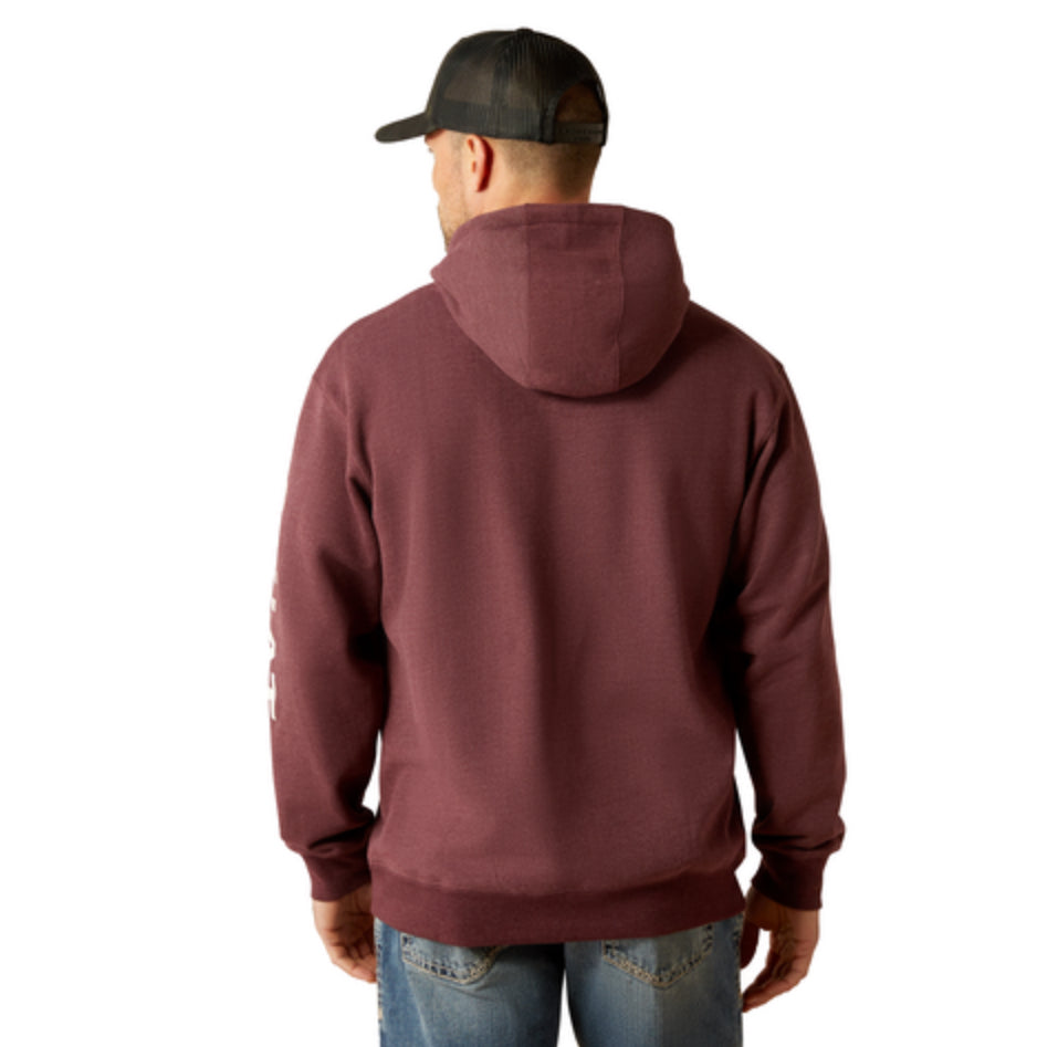 Ariat Mens Logo Hoodie Malbec Heather/Soft White - 10052768