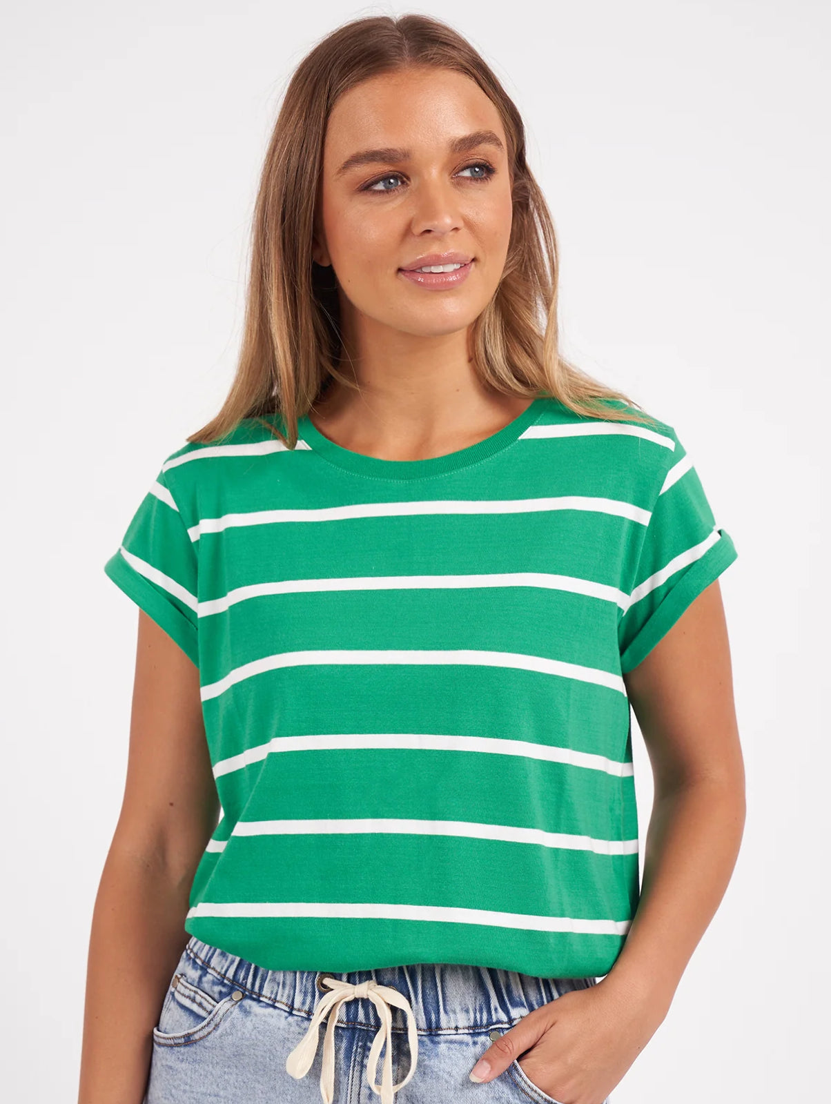 Foxwood Manly Stripe Tee Green / White
