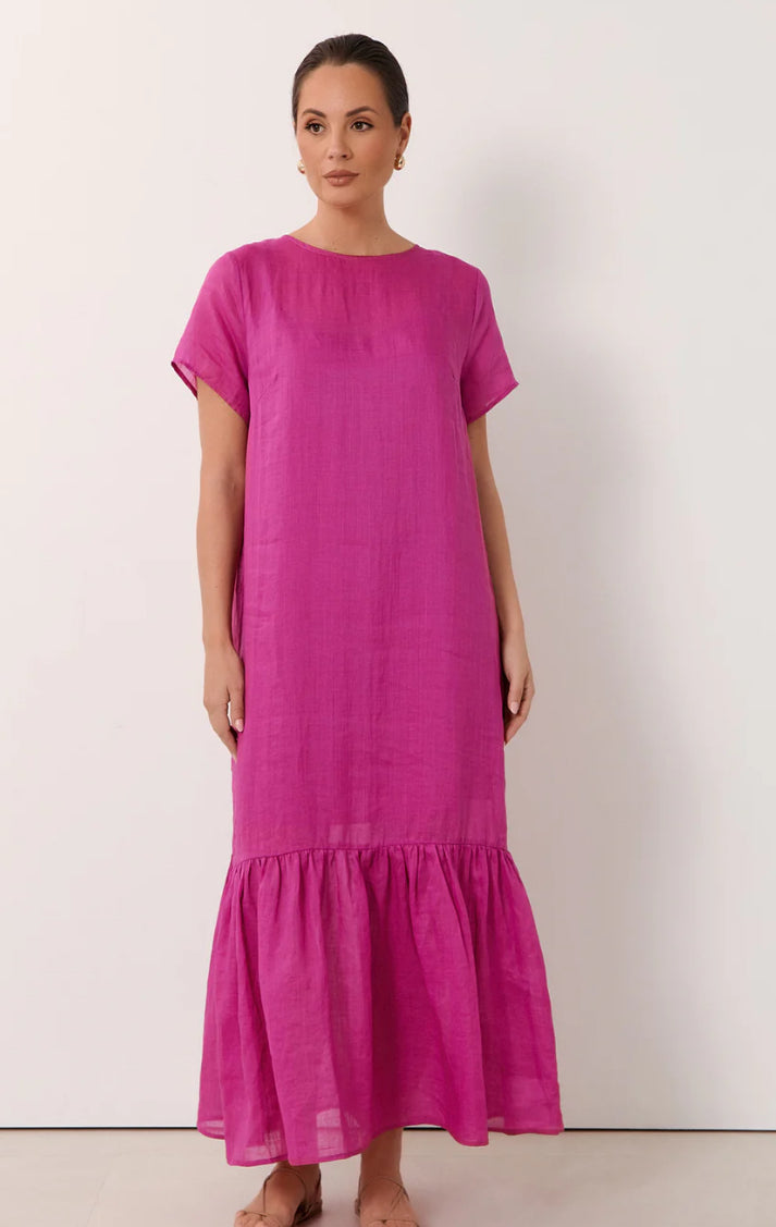 Adorne Ladies Rio Ramie Maxi Dress in Magenta