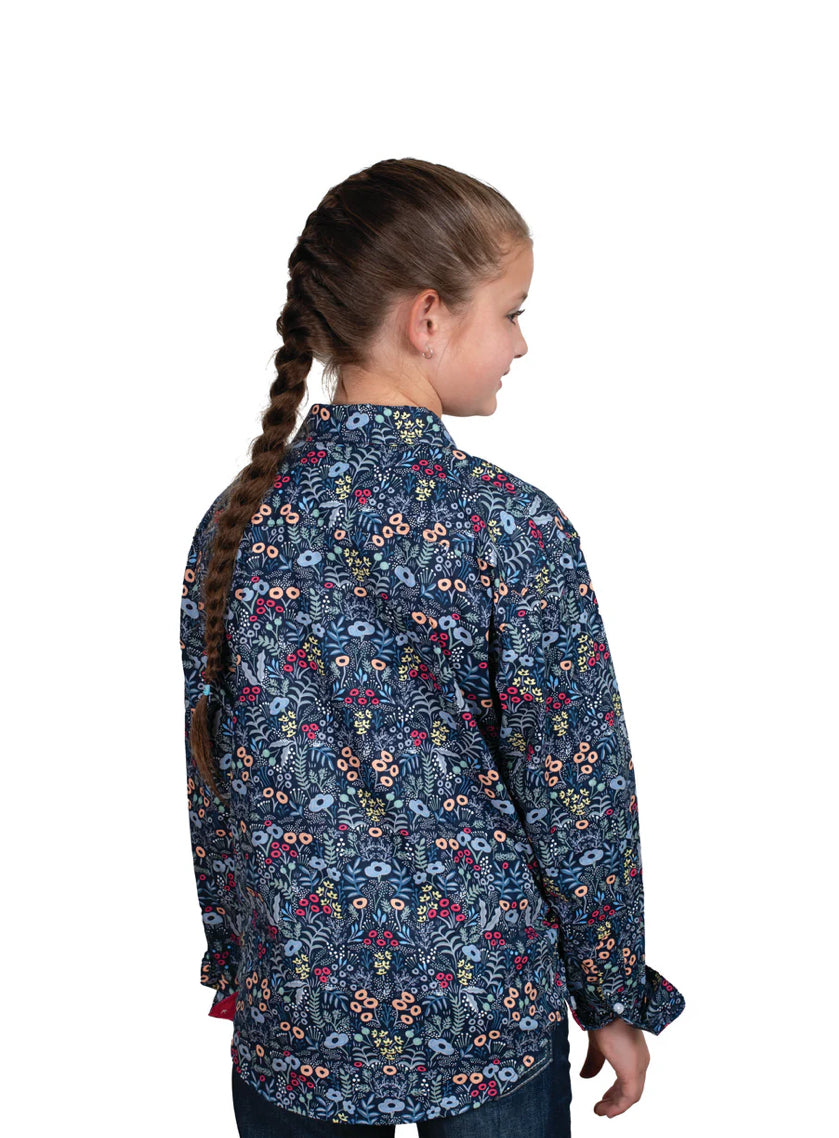 Just Country Girls Harper Shirt - Navy Meadow Flowers/Hot Pink