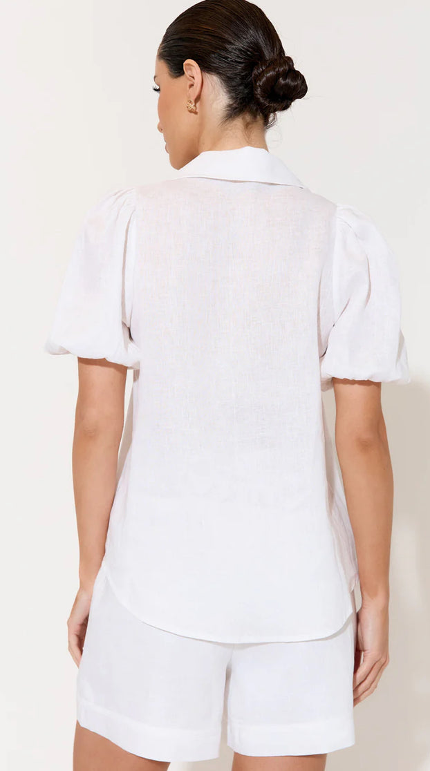 Adorne Ladies Kate’s Linen Short Sleeved Shirt in White