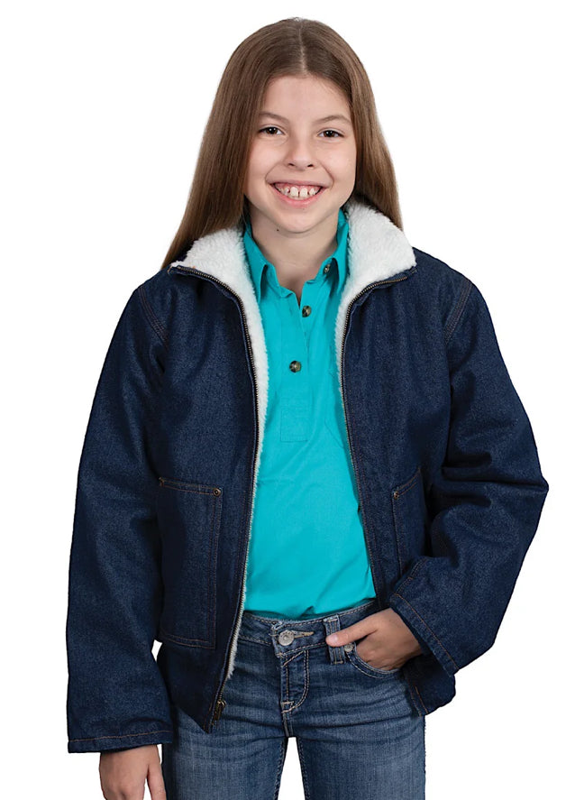 Just Country JNR Diamantina Sherpa Denim Jacket Dark Indigo