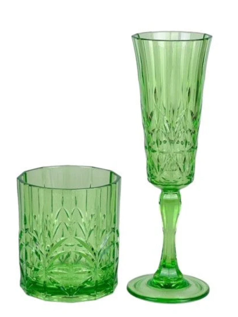 Acrylic Crystal Cut Tumblers and Flutes in Jade