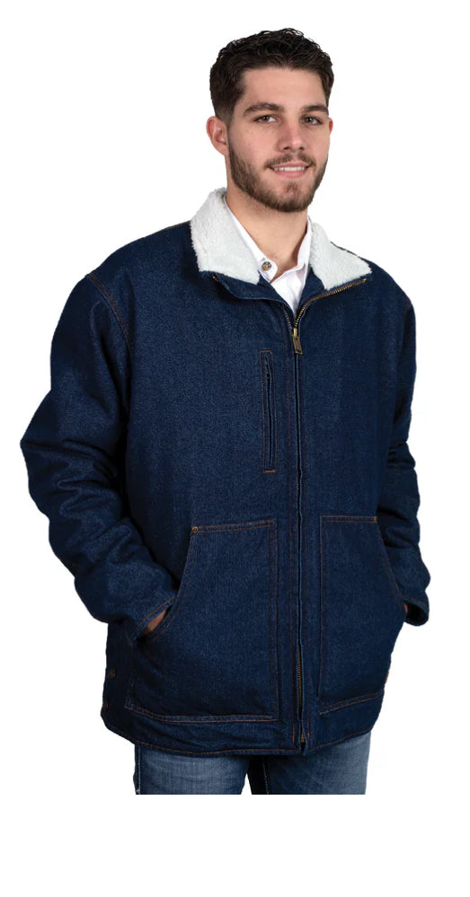 Just Country Mens Sherpa Denim Jacket Dark Indigo