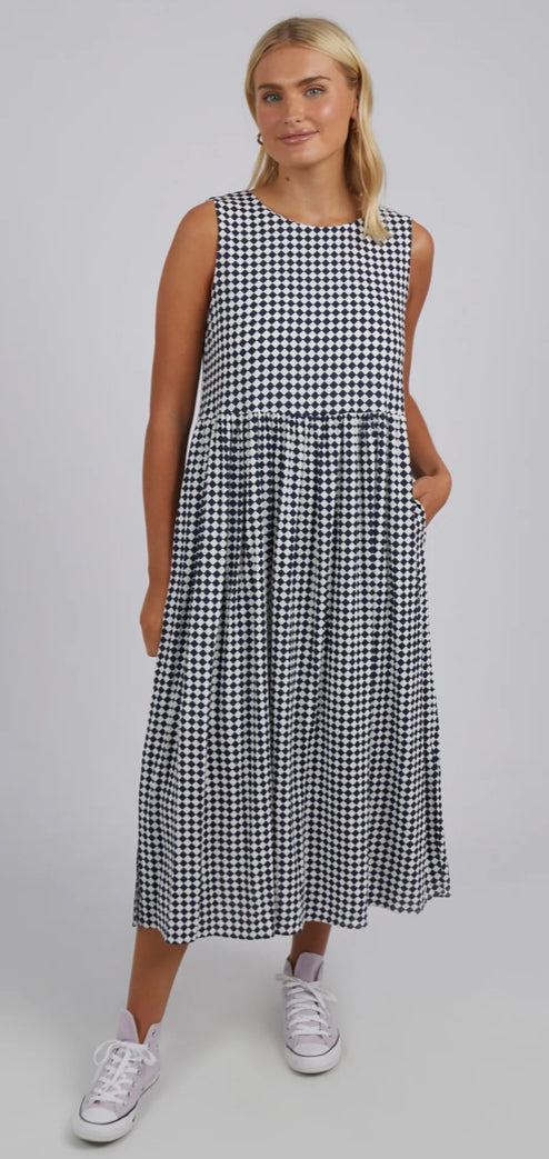 Elm Ladies Zest Dress in navy Check
