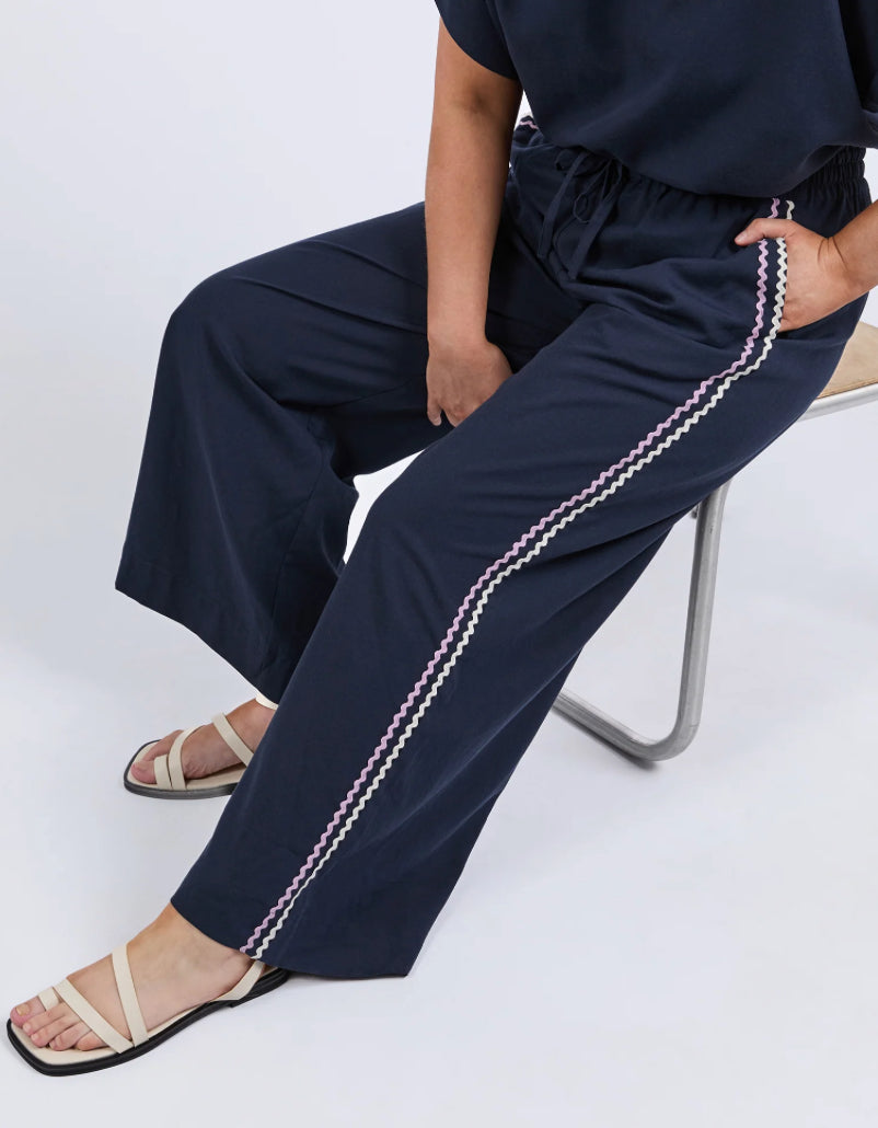 Elm Ladies Ric Rac Navy Pants