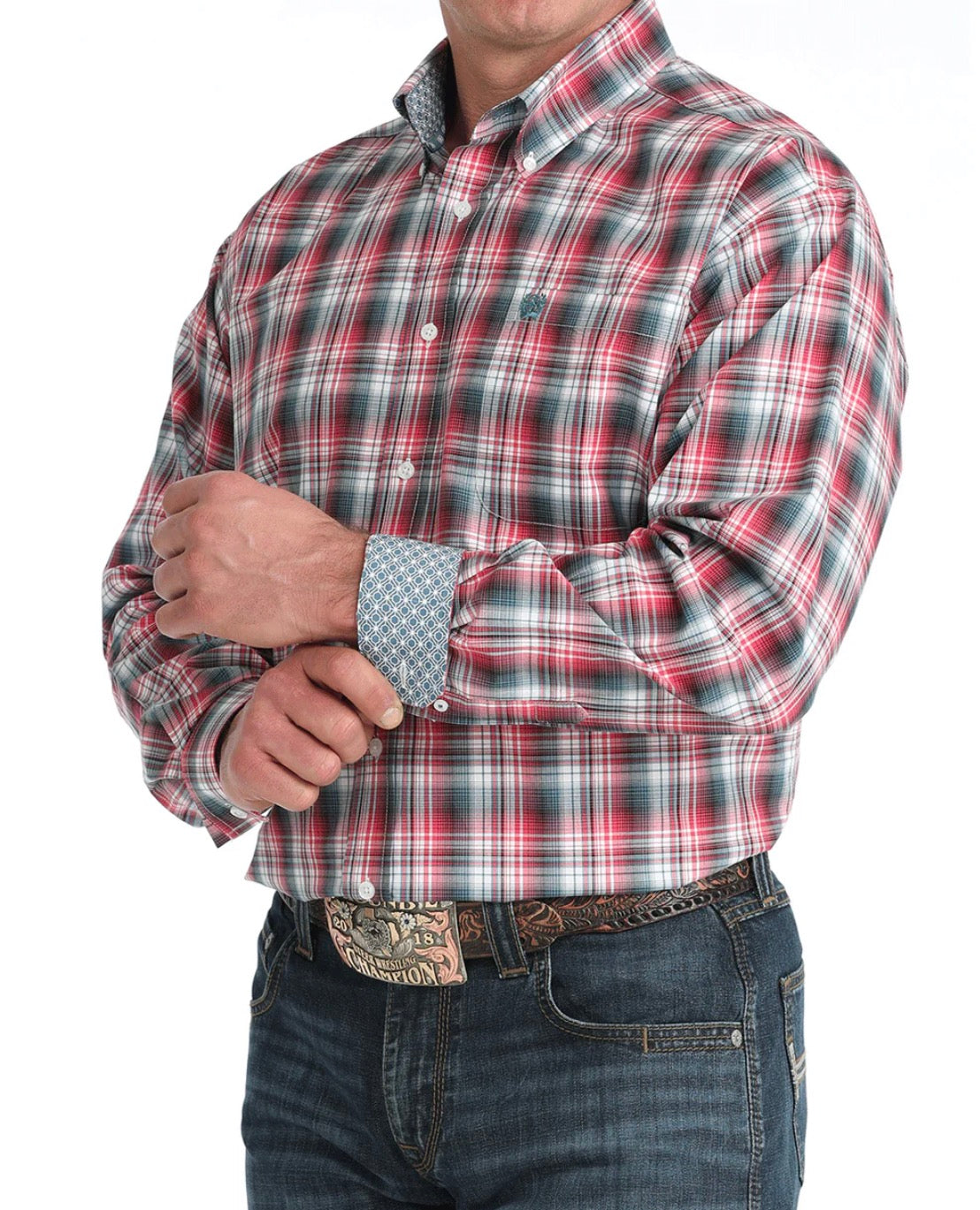 Cinch Mens Red Plaid Shirt MTW1106047