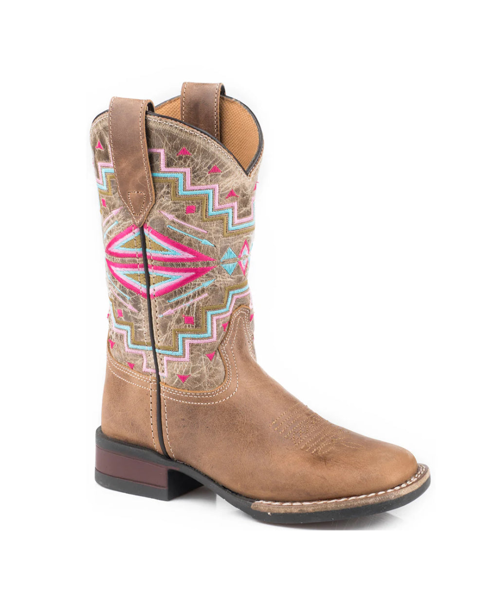 Ropers Girls Monterey Aztec Leather Boots