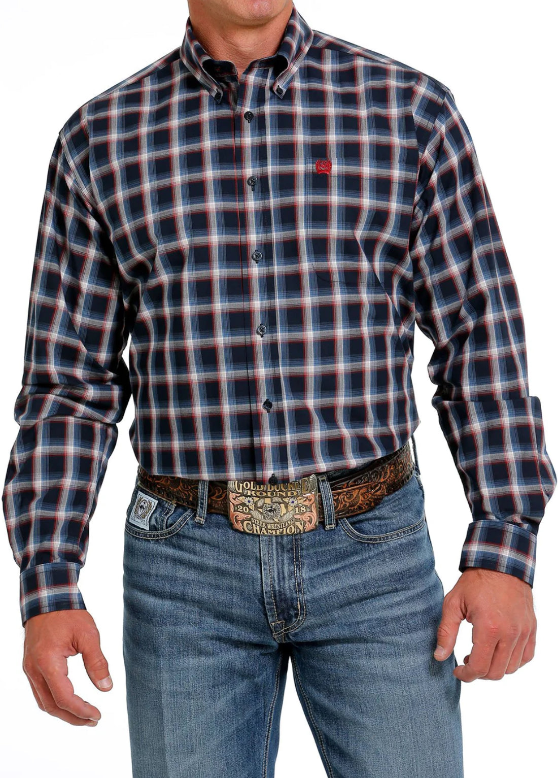 Mens Cinch Navy Check Shirt MTW1105624
