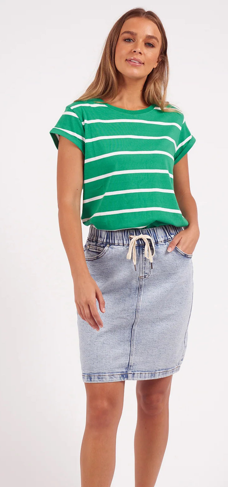 Foxwood Manly Stripe Tee Green / White