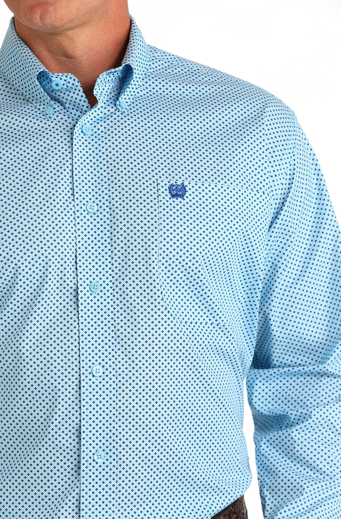 Cinch Mens Stretch Diamond Print Blue Shirt MTW1105798