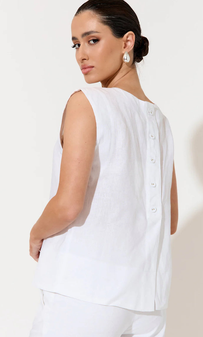 Adorne Ladies Kita Linen Button Back Top in 3 Colours